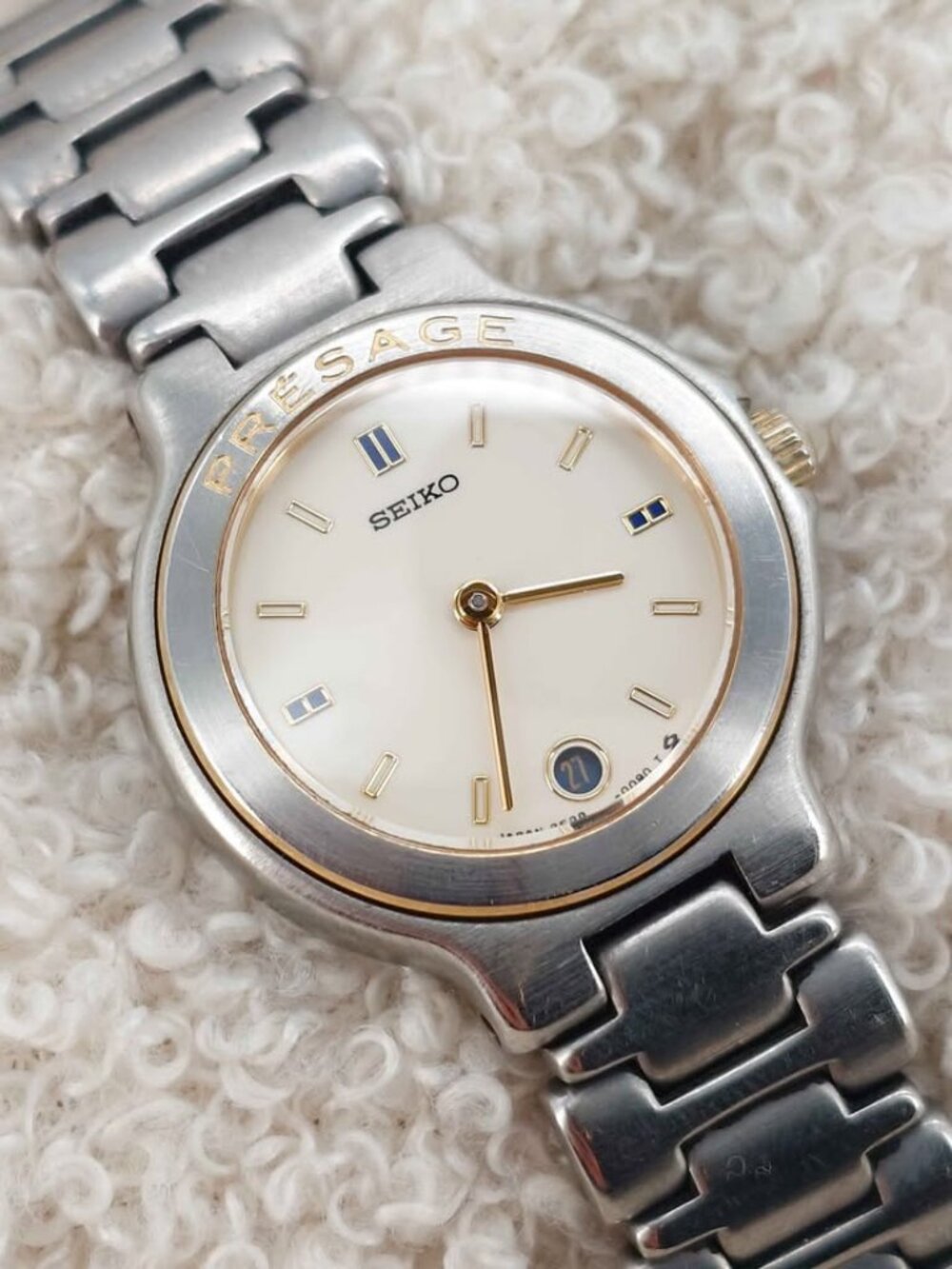 Seiko Presage Women's Quartz Watch 3E29-0060 Two-Tone Cream 25mm JDM New Battery